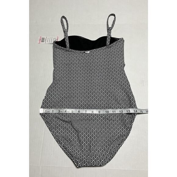 Womens DKNY 1-Piece B&W Swimsuit Swimwear Modest Lined Removable Straps Cups S - Picture 15 of 15